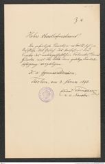 k.k. naturhistorisches Hofmuseum, Intendanzakten 1885-1896 (Hauer), Aktenzahl Z.17/1893, Seite 1